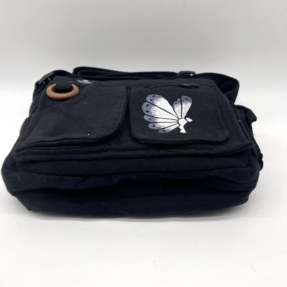 Lukla Black Messenger Bag with Butterfly Embroidery - Picture 4 of 10